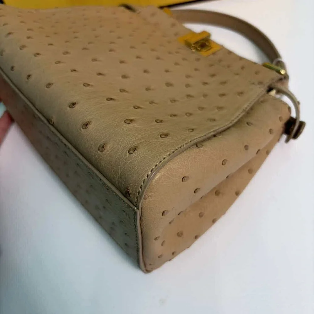 Fendi Mini Peekaboo in Beige Ostrich leather with Gold Accents - Picture 5 of 11